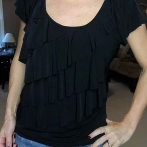 Black ruffle top